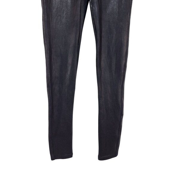 SPANX Black Faux Leather Leggings High Rise Shap Wear Sleek Compression Size M - Picture 7 of 11